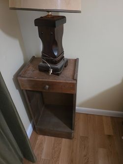 Vintage Rustic Wood Nightstands, Set of 2, with Drawers and Open Storage