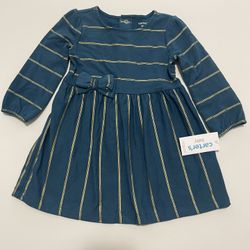 NWT Carter's Baby Girl Dress - Size 18m - Blue & Gold Stripes