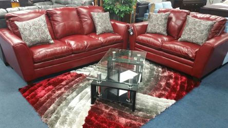 Red lether sofa love