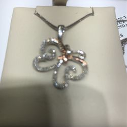 10kt White Gold Touch up Rose Gold With Diamond Butterfly 🦋 Necklace 