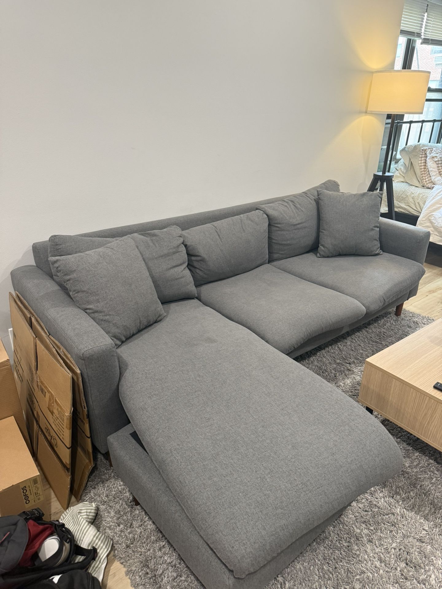 Gray Sectional L-Shape Sofa