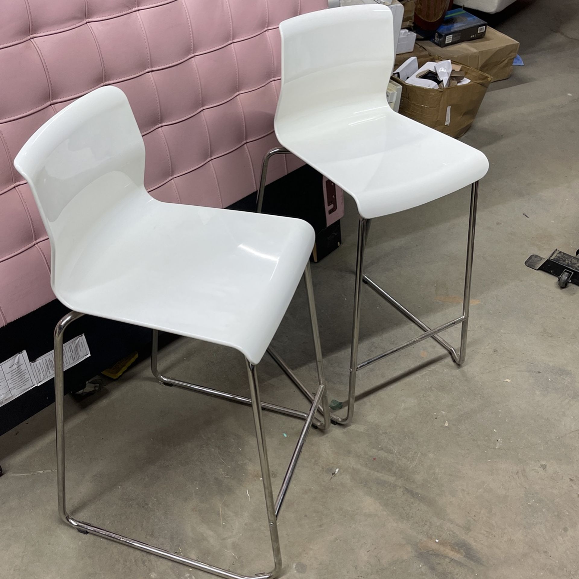 Gloss White IKEA Bar Stools 26” Seat Height