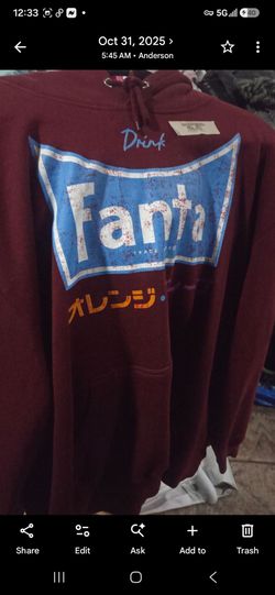 Fanta Graphic Pullover Hoodie Burgundy men's 2XL