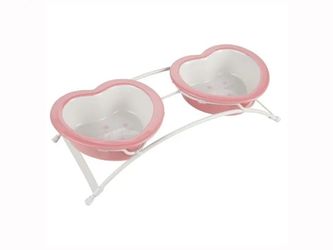 Princess Heart Shaped Dog Bowls & Stand