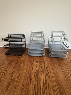 Mesh Desk Organizer Bundle – 3 Paper Tray/File Sorters