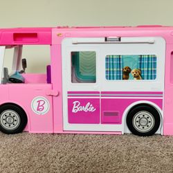 Barbie 3-in-1 DreamCamper Vehicle, approx. 3-ft, Transforming Camper with Pool, Truck, Boat and 50 Accessories, Makes a Great Gift for 3 to 7 Year Old