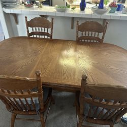 Solid Wood Dining Table With Four Chairs 