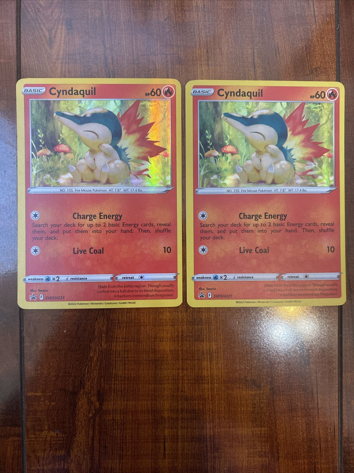 Pokemon Cyndaquil SWSH221 Black Star Promo Holo Lot of 2 LP π₯