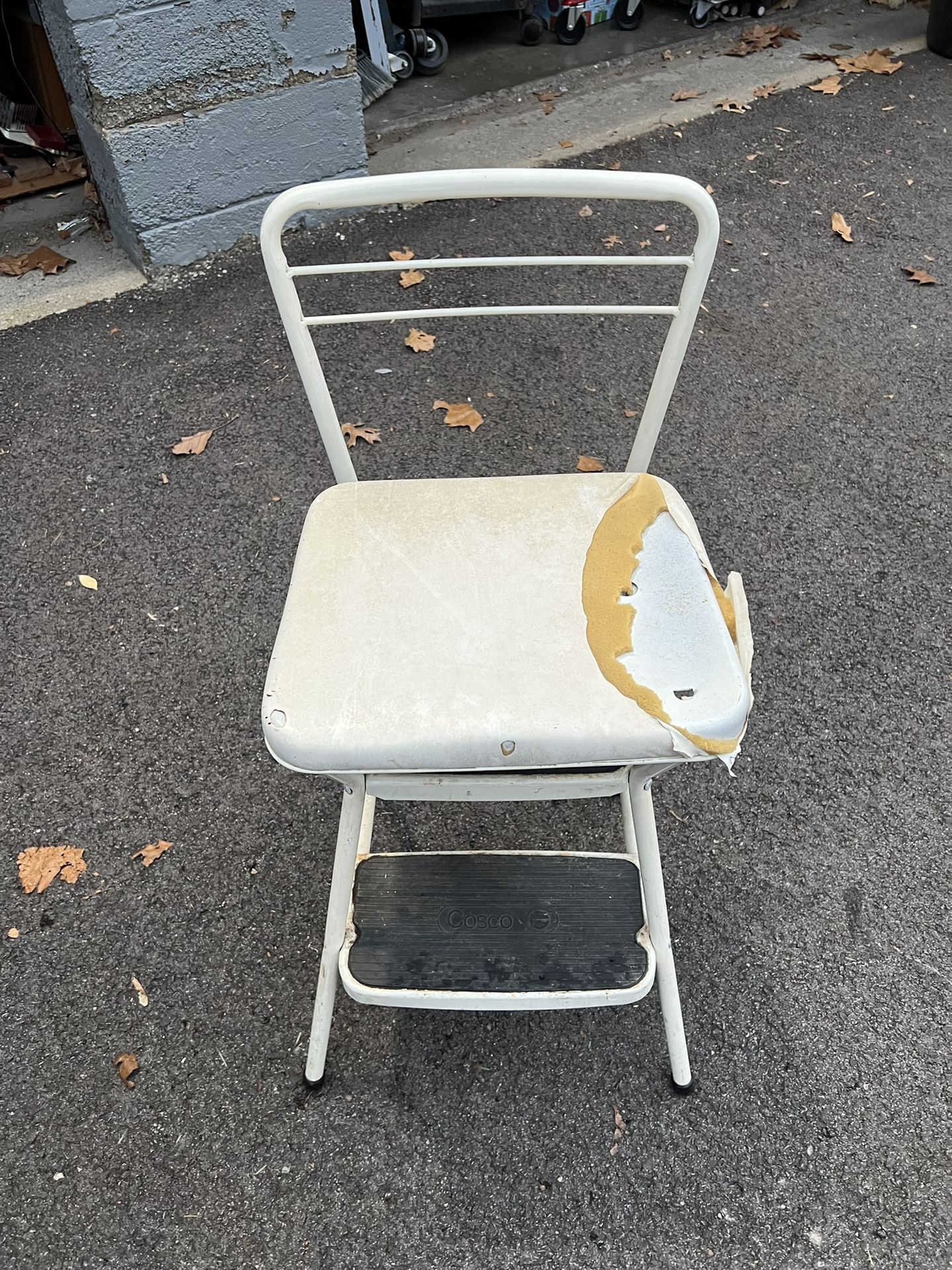 Vintage Step Stool Chair. Needs reupholstered 