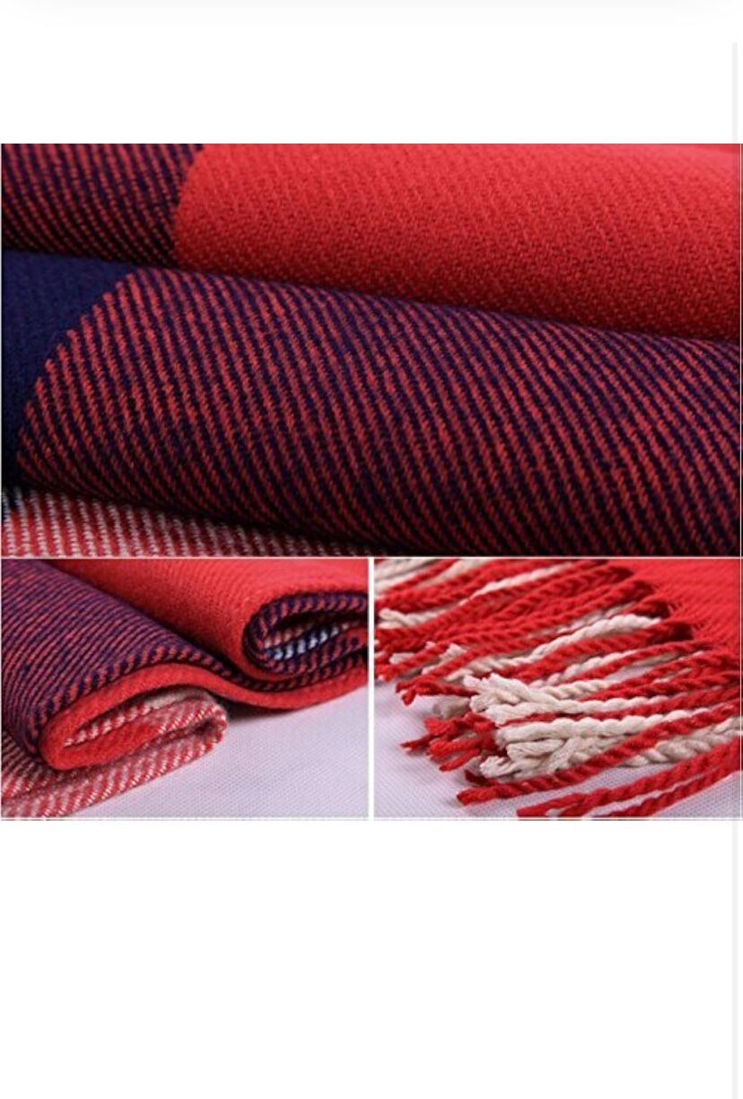 Wander Agio Women's Fashion Long Shawl Big Grid Winter Warm Lattice Large Scarf