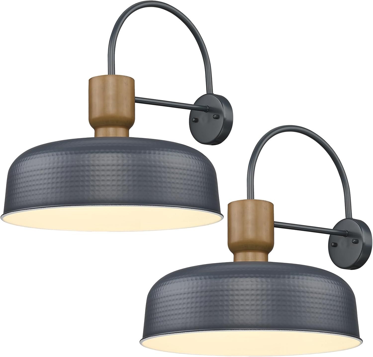 Darkaway Industrial Barn Wall Sconces, 2-Pack Gooseneck Light Fixtures