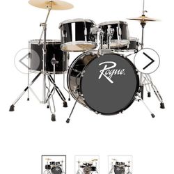 Rouge 5 Piece Complete Adult Drum Set - Black