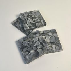 Black Grey Mosaic Marble Coasters Set of 4