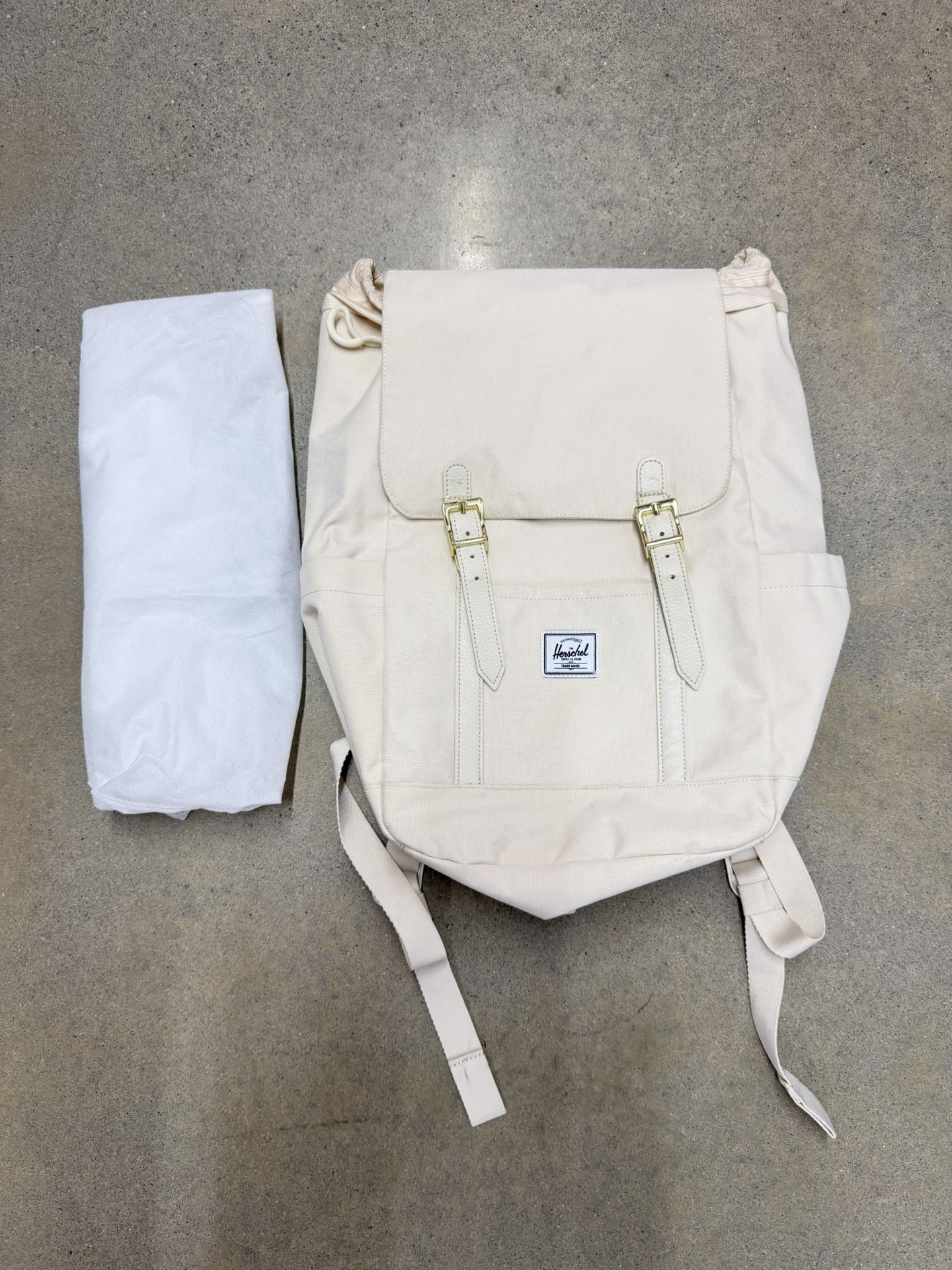 Herschel Backpack. Ivory with Gold Detailing.
