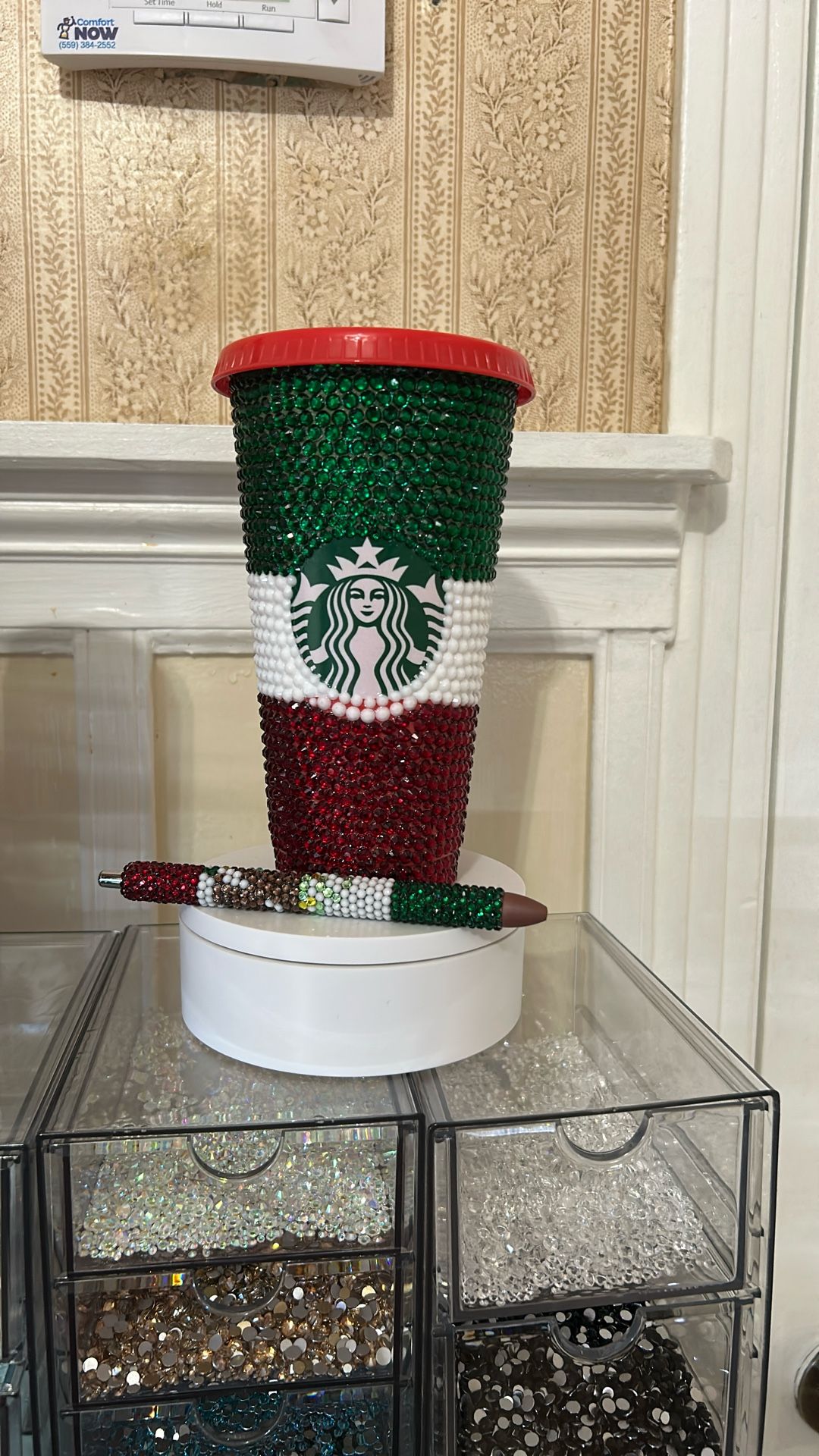 Mexican Flag, Cup And Pen