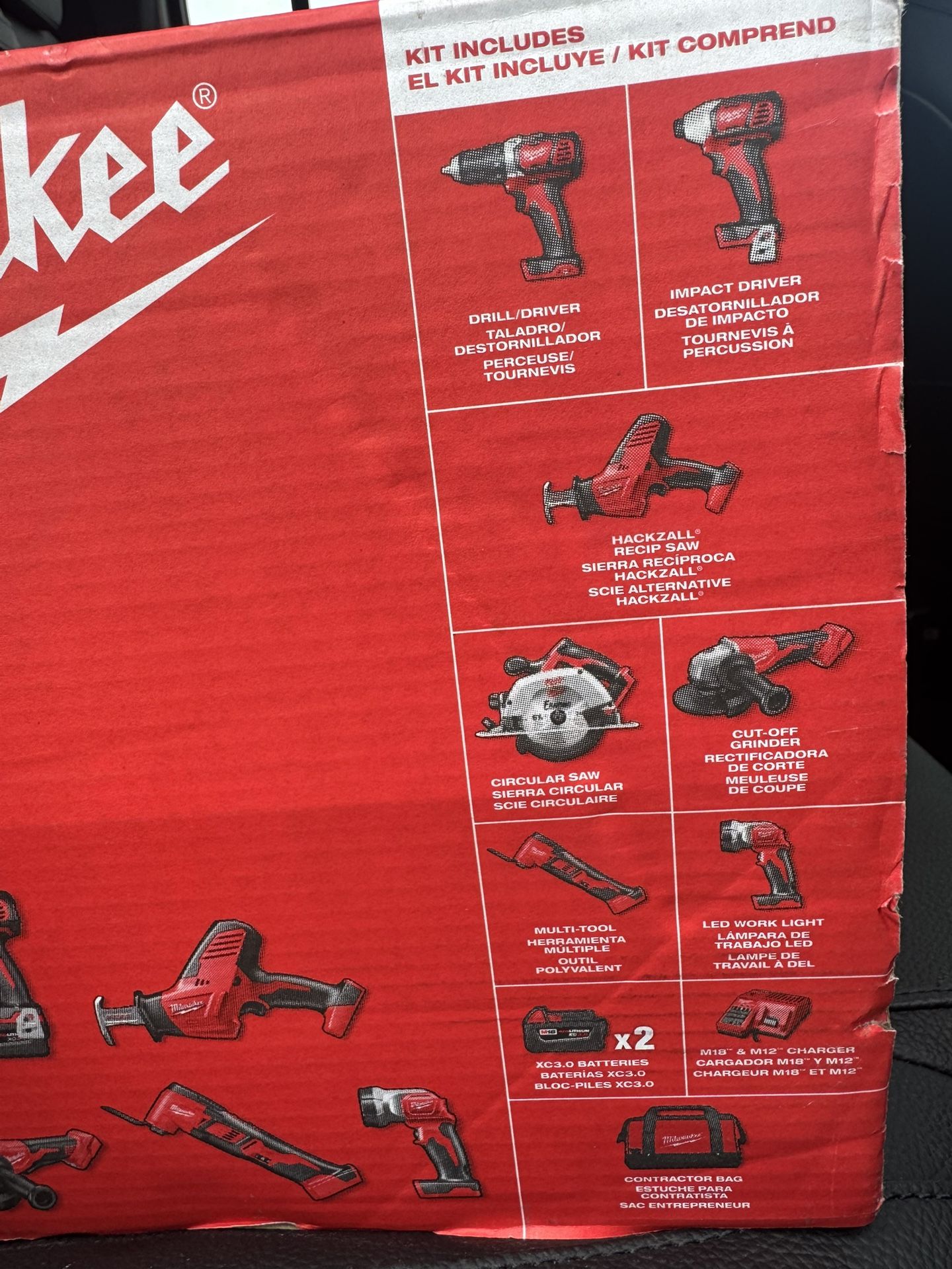 Milwaukee M18 18-Volt Lithium-Ion Cordless Combo Kit 7-Tool with 2-Batteries, Charger and Tool Bag New