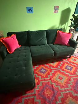🔥 MODERN LUXURY VELVET SECTIONAL SOFA – STUNNING COLOR, LIKE NEW! 🔥