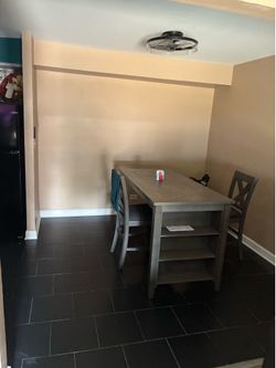 Table & 2 stools 2 high back chairs