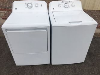 2 YEARS OLD - GE MEGA CAPACITY TOP LOAD WASHER AND GAS DRYER SET IN WHITE - DELIVERY AVAILABLE