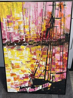 Beautiful Mid-Century oil on canvas.