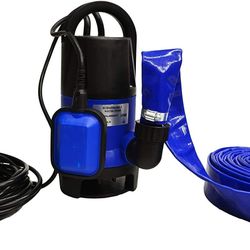 Water Drain Pump and 25' Water Hose, Pool Drain Pump for Spa, Hot Tubs, Water Tanks, Ponds, and More (2,000 GPH)
