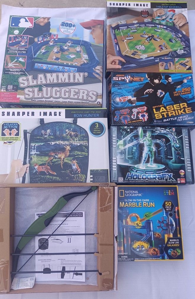 New Games Sharper Images Bow Hunter, Perfect Pitch,Laser Tag +