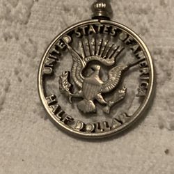 1964 Silver 90 % Half Dollar Cut Coin With Necklace