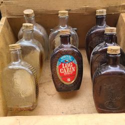 Vintage Log Cabin Embossed Centennial 1776 Syrup Bottles