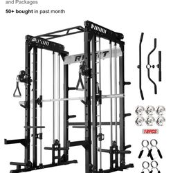 RitFit M1 & M1 Pro Smith Machine with Cable Crossover System, Multi-Function Squat Rack Power Cage for Home Gym, Power Rack and Packages
