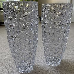 (2) Bohemian Bubble Glass Vase  Made In Czech Republic 