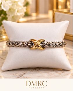 Two-Tone Braided Bracelet – Gold X Charm & Elegant Silver Design 💛