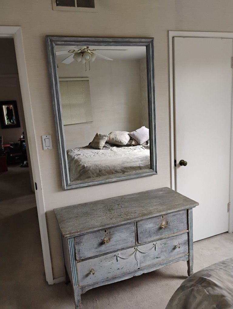 Antique Chest Of Drawers And Mirror