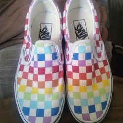 Unisex Checkered Rainbow Vans Men's Size 4.5 And Women's Size 6.0