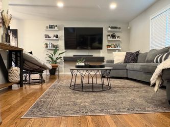 Samsung 75" TV and floating entertainment center and