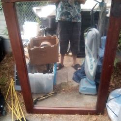 Antique Mirror With Wood Frame