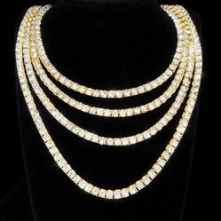 VVS GOLD SILVER MOISSANITE TENNIS CHAINS