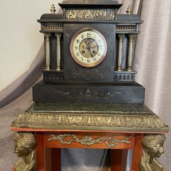 Rare Antique French Bronze Marble Clock