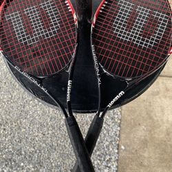 Pair Of Wilson (2X) - Fusion XL Tennis Racket - Grip Size 4 3/8" - Good Conditio