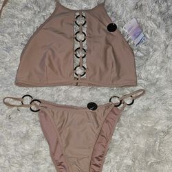 NWT Forever 21 taupe bikini, Top M/Bottom L, never worn perfect condition