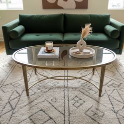 Modern Oval Glass Coffee Table – Designer-Inspired Brass Look (High-End Dupe!)