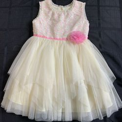 Beautiful Jona Michelle girls size 4T sparkly sequined light yellow spring Easter dress 