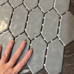 Backsplash Tile Mosaic Grey Porcelain hexagon Diamond Bathroom Accent 