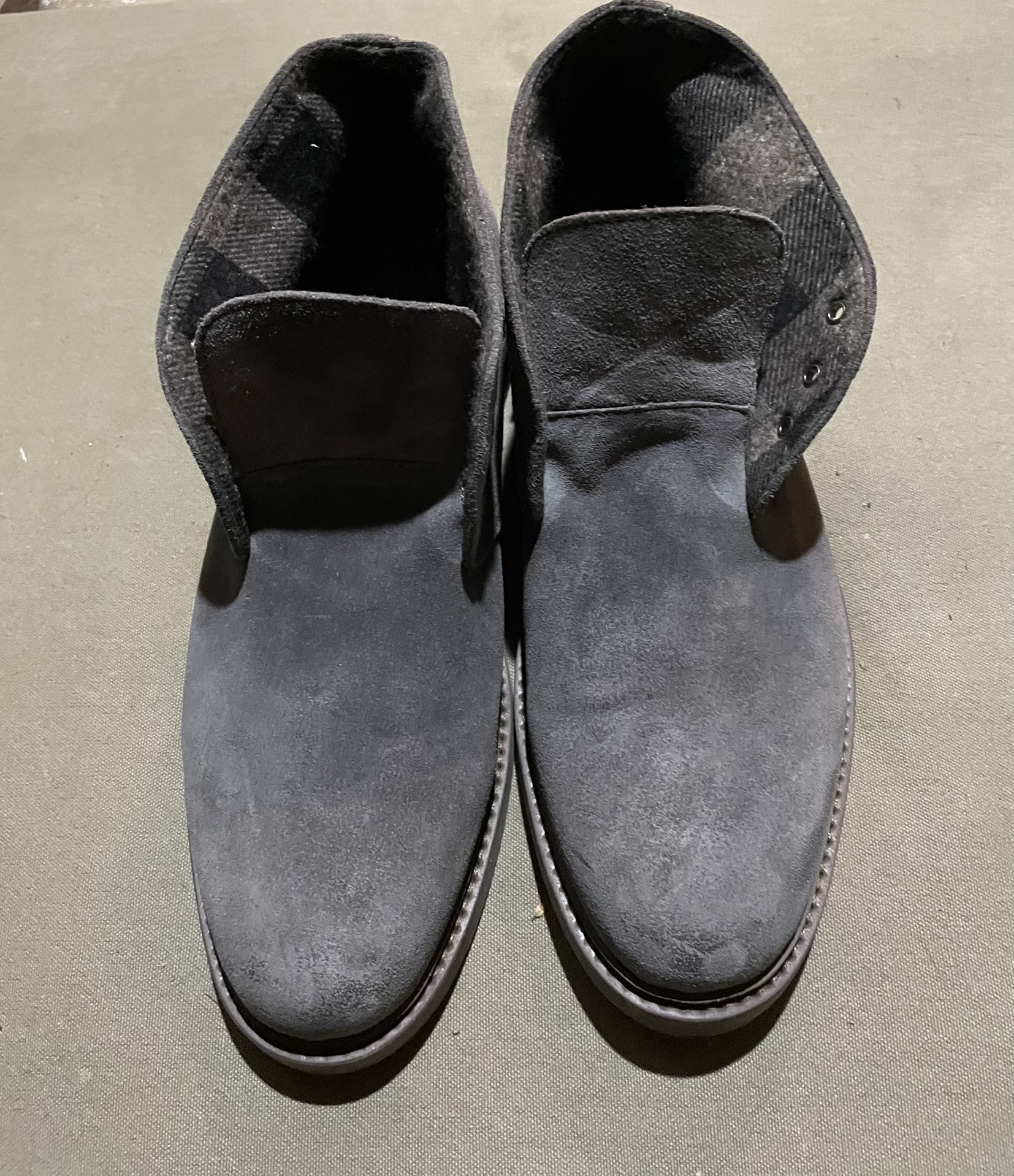 Men’s Gray Suede Leather Boots - Shoes Size 10 1/2