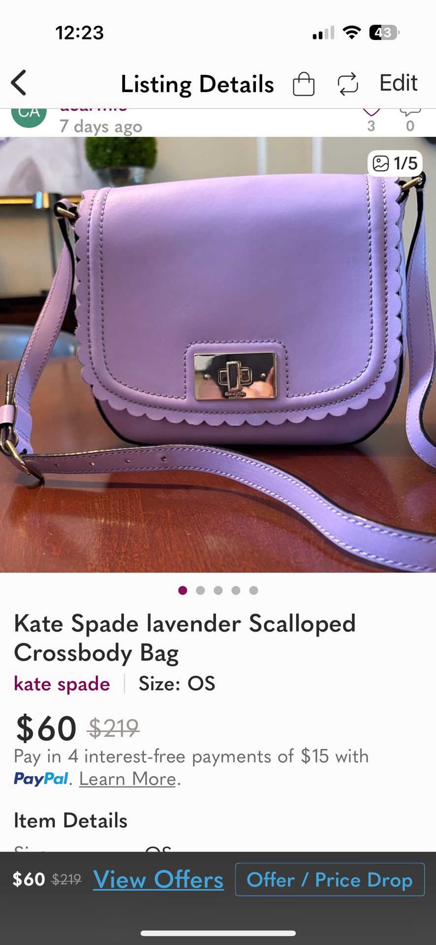 Kate Spade Lavender Crossbody Bag