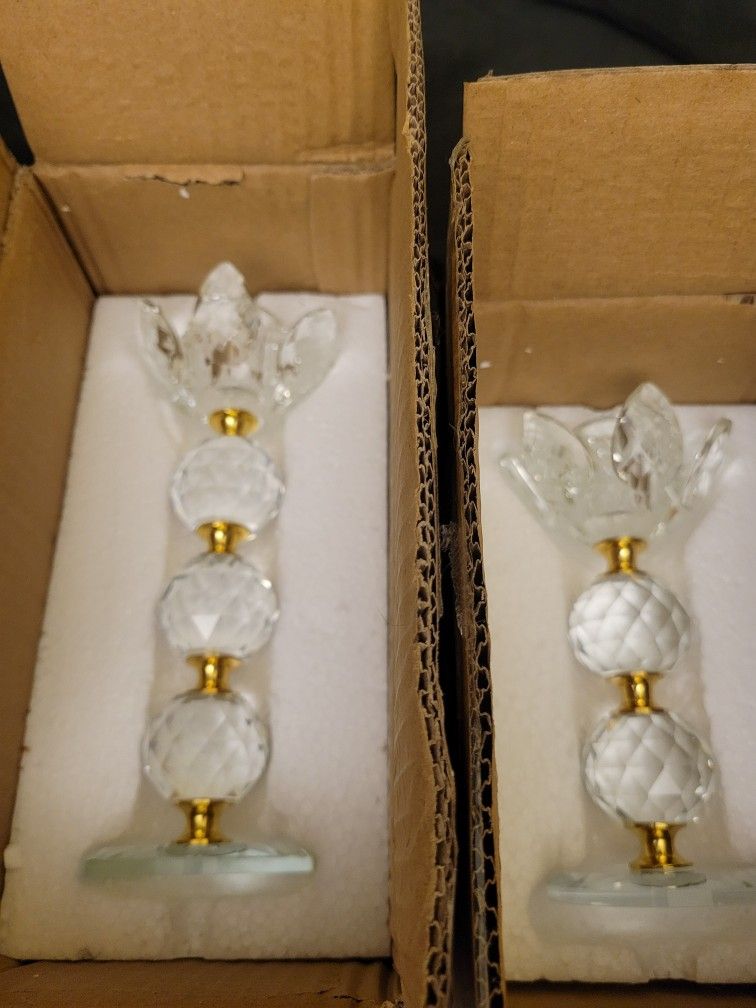 2 Beautiful Royale Crystal Candle Holders