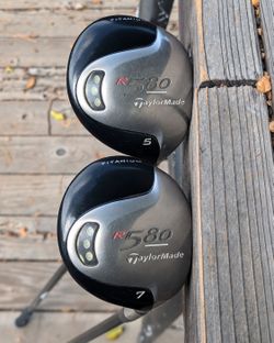 TaylorMade R580 Titanium 5 Wood + 7 Wood Set | Senior Flex Graphite | Golf Pride Grips