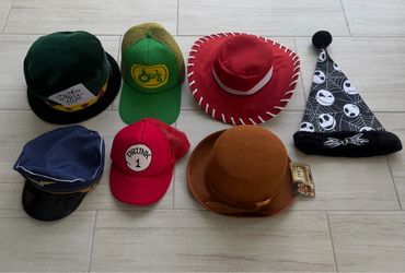 Lot of 7 Halloween Hats Toy Story Jessie Mad Hatter Jack Skellington Steampunk