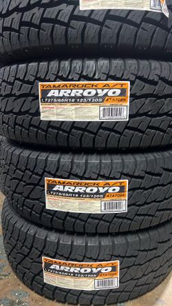 LT 275/65r18 Arroyo Set of 4 New tires includes installation and balance