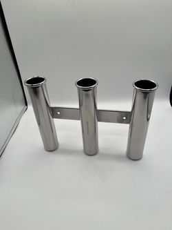 3 link Fishing Rod Holder, Side Mount, Wall Mount, Stainless Steel