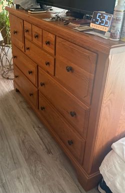 Oak dresser and night stand